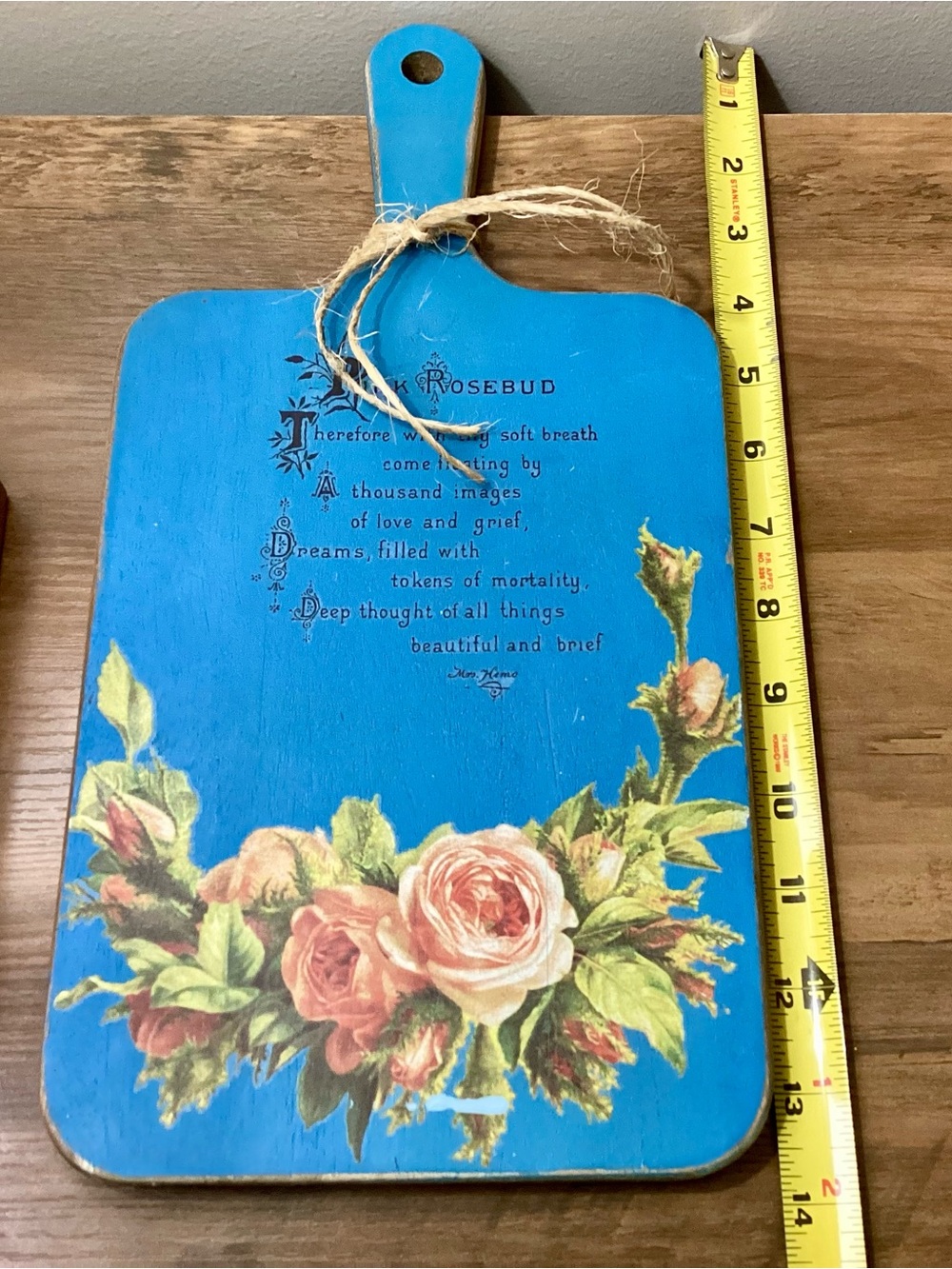 Blue Rosebud Floral Decorative Paddle Board